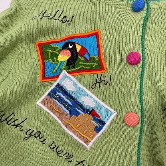 Berek paradise embroidered beaded patchwork cardigan sweater L cottage coastal - Picture 8 of 15